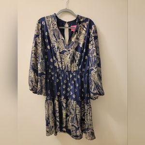 Lilly Pulitzer Mini Dress, Size 12, Navy and Gold Threading.